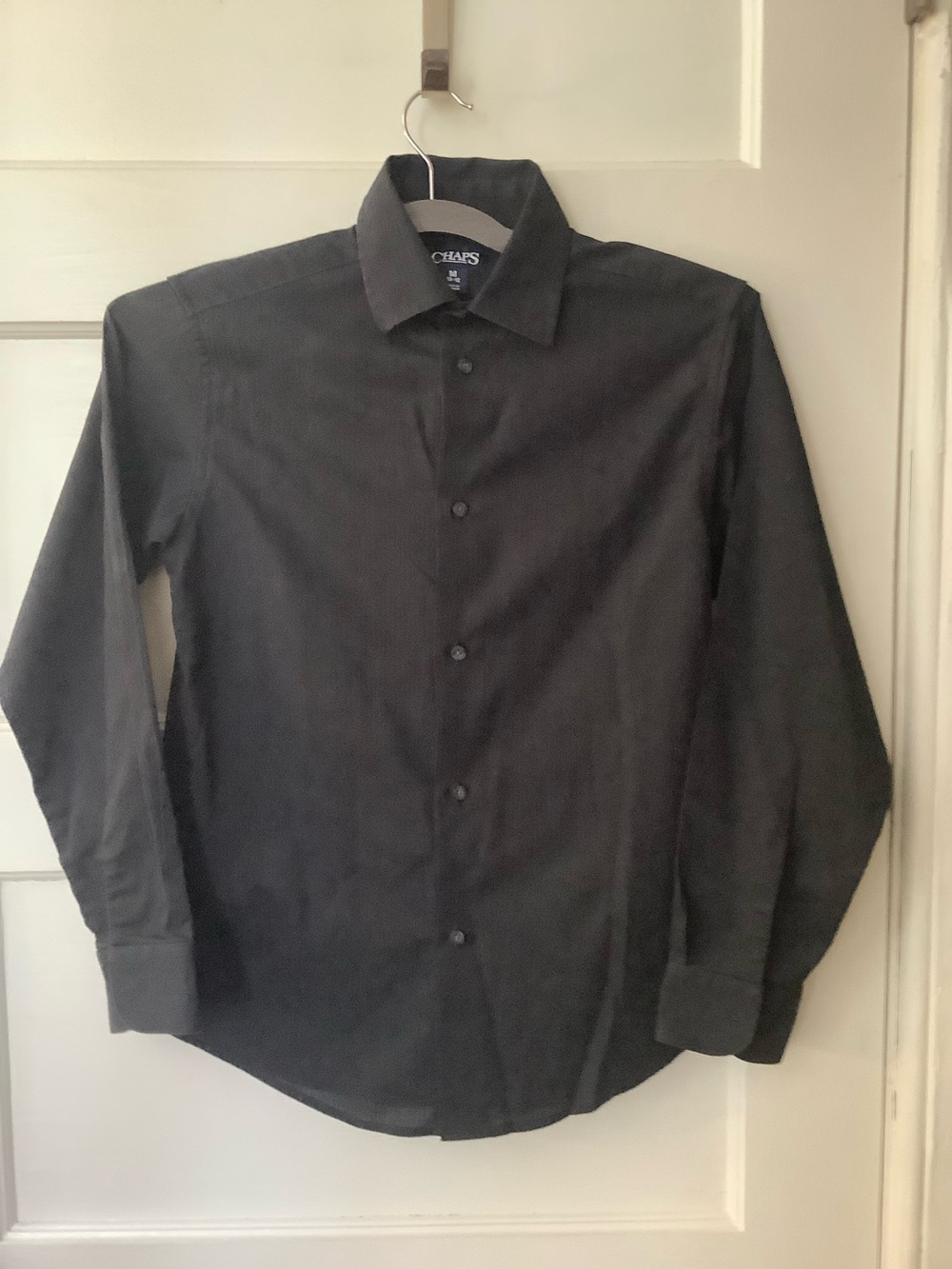 Ralph Lauren Chaps Boys Black on Black pinstripe button down shirt Sz 10-12